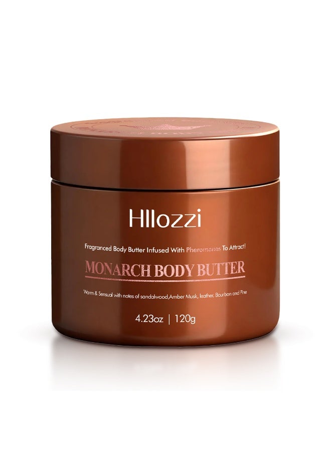 Hllozzi Monarch Body Butter 120g | Pheromone Fragrance Moisturizing Cream | Sandalwood, Amber, Woody Notes | Unisex, Alluring, Long-Lasting Fragrance - Image 1
